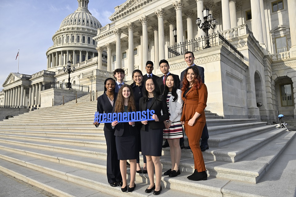Amber Luo, 3rd place winner pictured in front of the Capitol Hill steps with other STS finalists in 2022