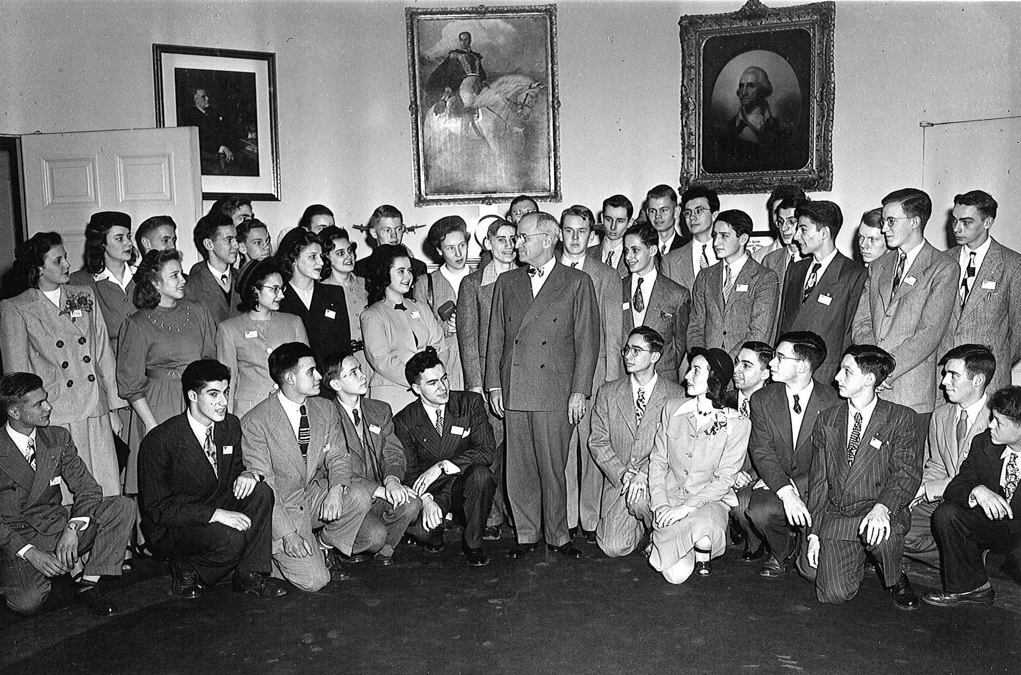President Truman receives STS finalists in the Oval Office 