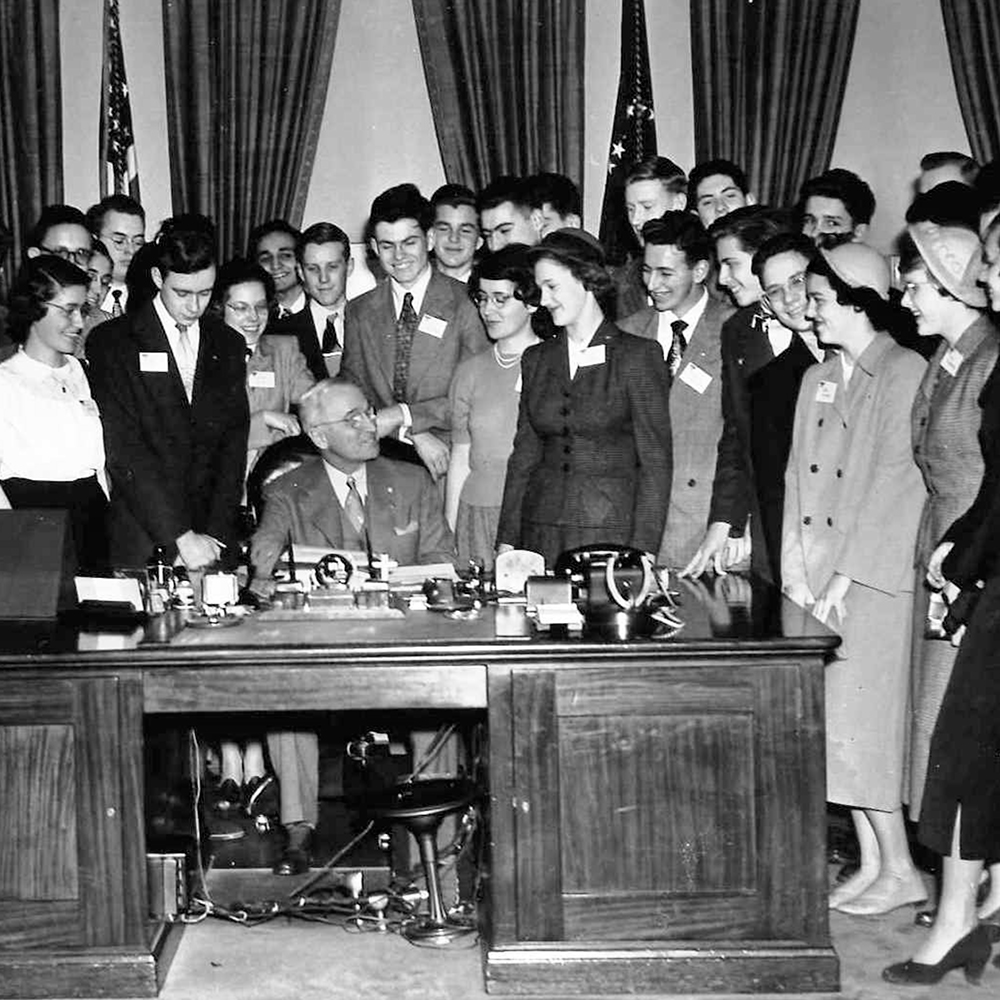 President Truman receives STS finalists at the White House 