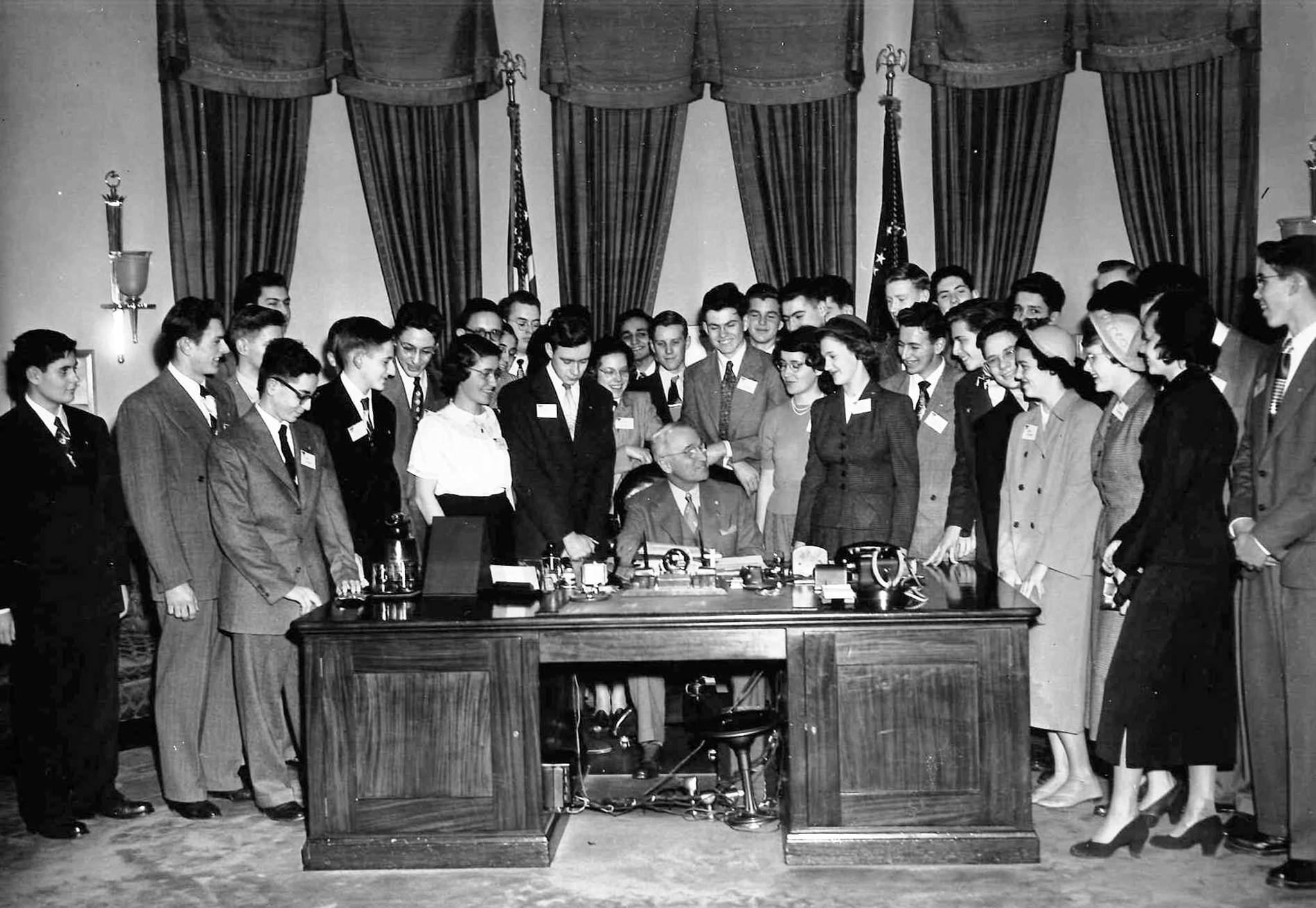 President Truman receives STS finalists at the White House 