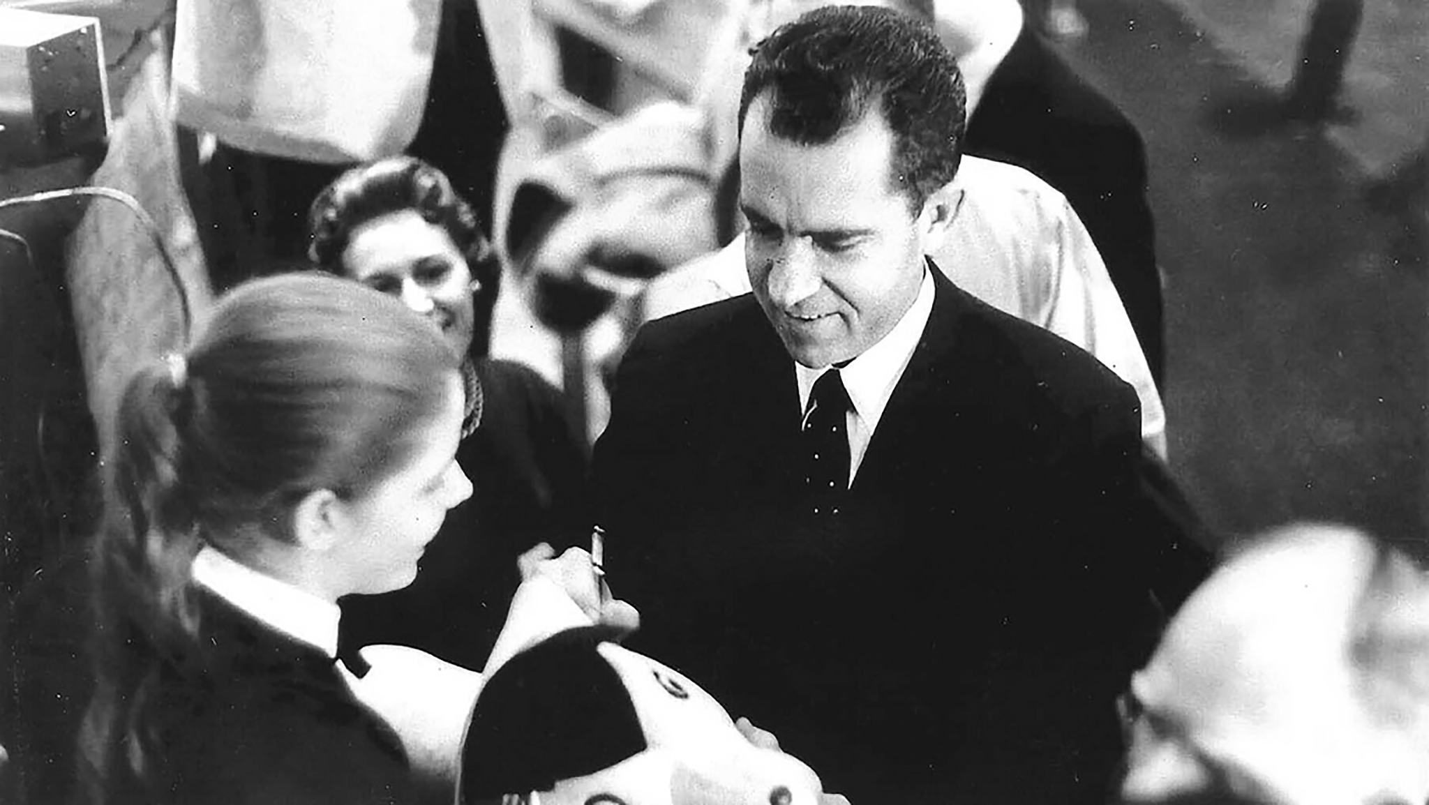 Vice President Nixon visits the exhibit of student projects 