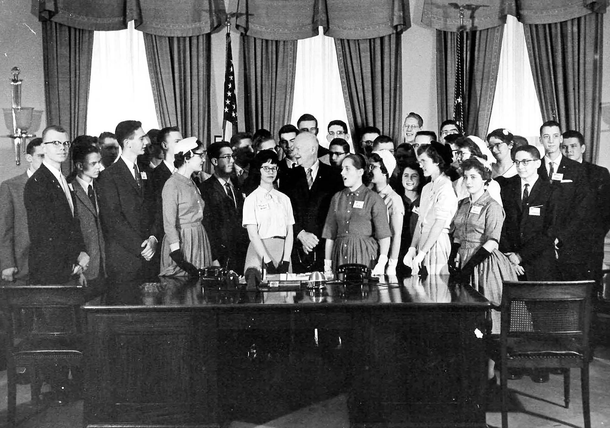 President Dwight Eisenhower with STS finalists in the Oval Office