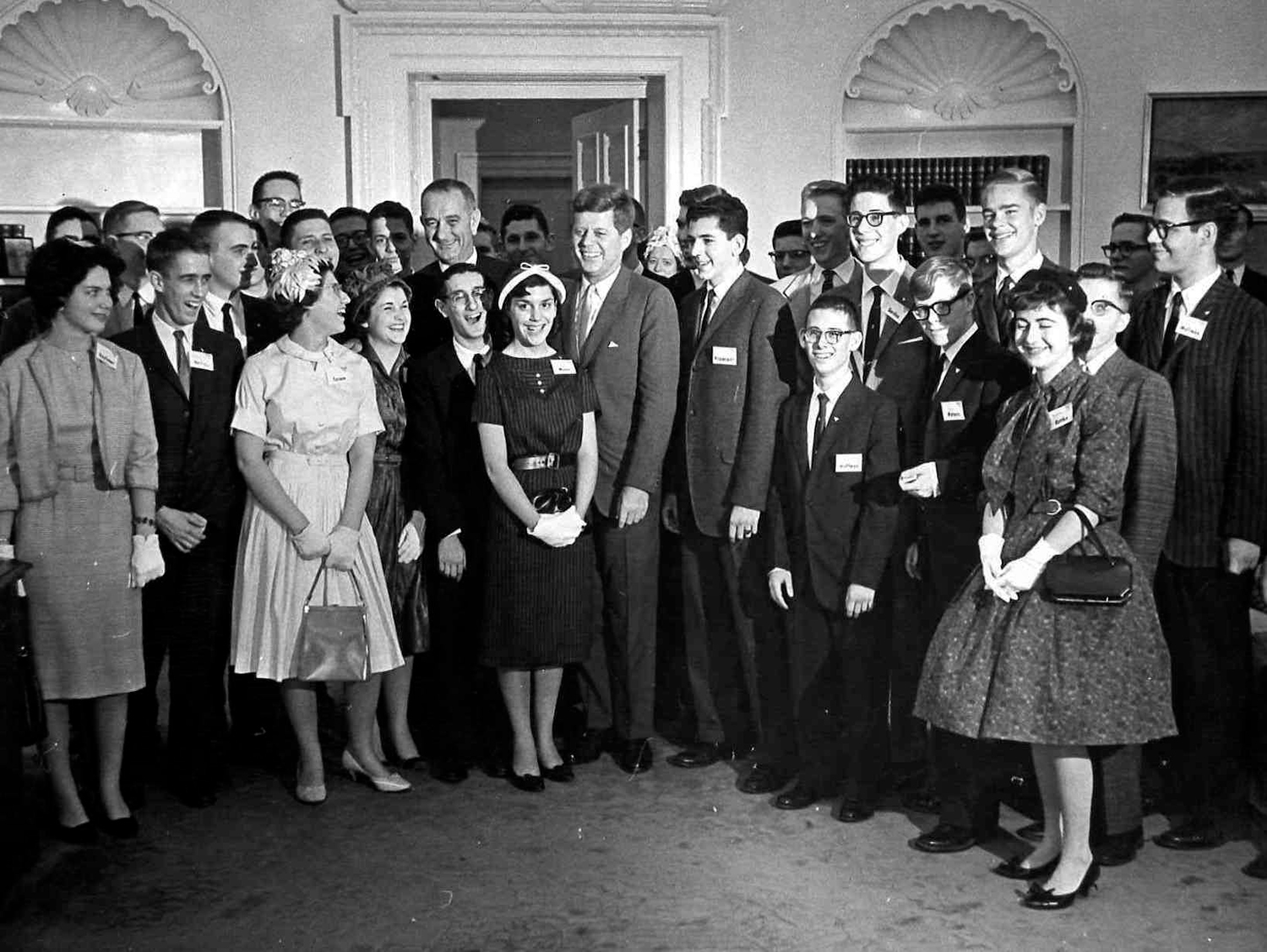 STS finalists meet President Kennedy and Vice President Johnson in the Oval Office