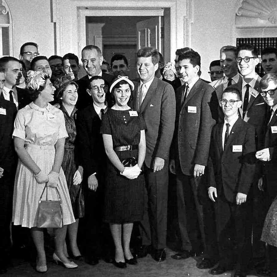 STS finalists meet President Kennedy and Vice President Johnson in the Oval Office