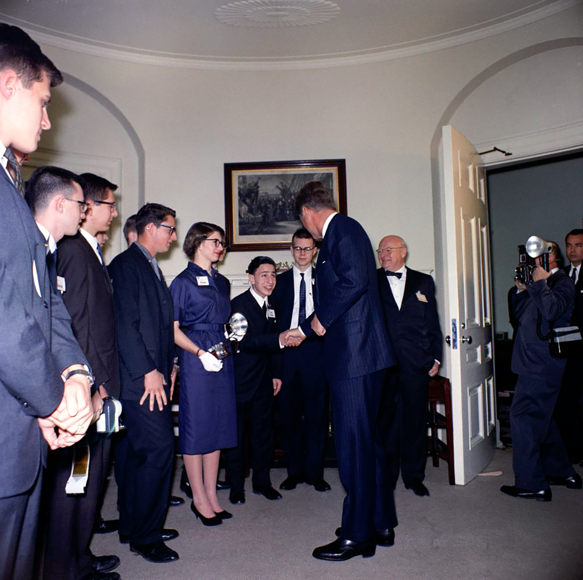 President Kennedy speaks to STS finalists