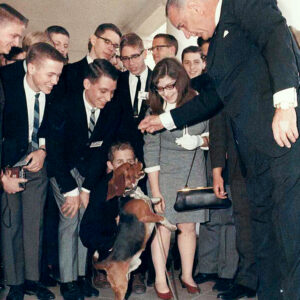 1965 President Johnson’s dog performs tricks for STS finalists 