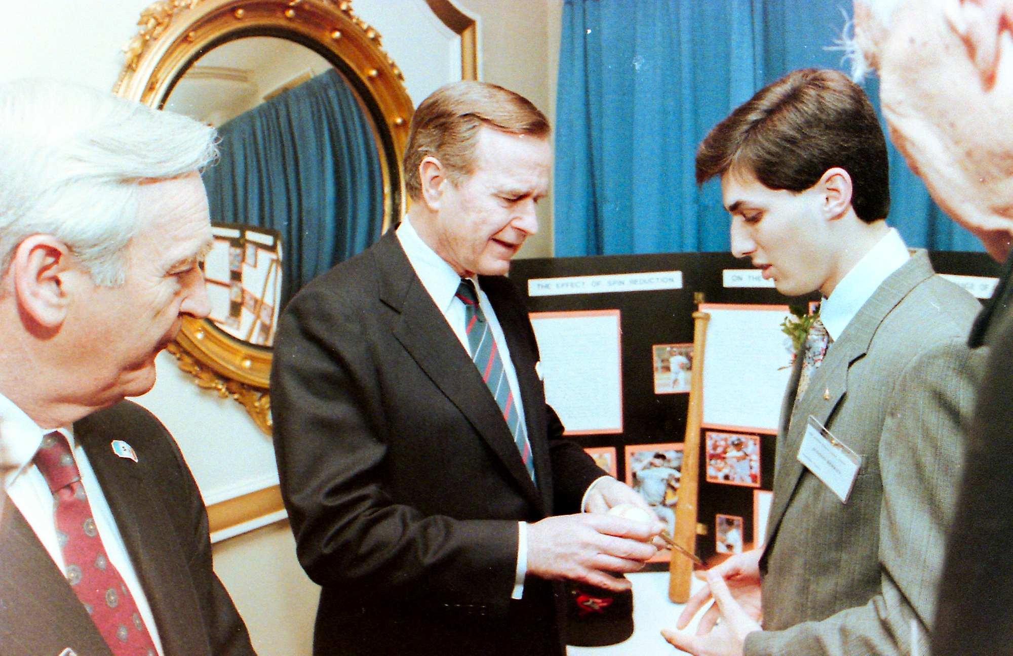 STS finalist Judson Berkey shows his project to President George H. W. Bush