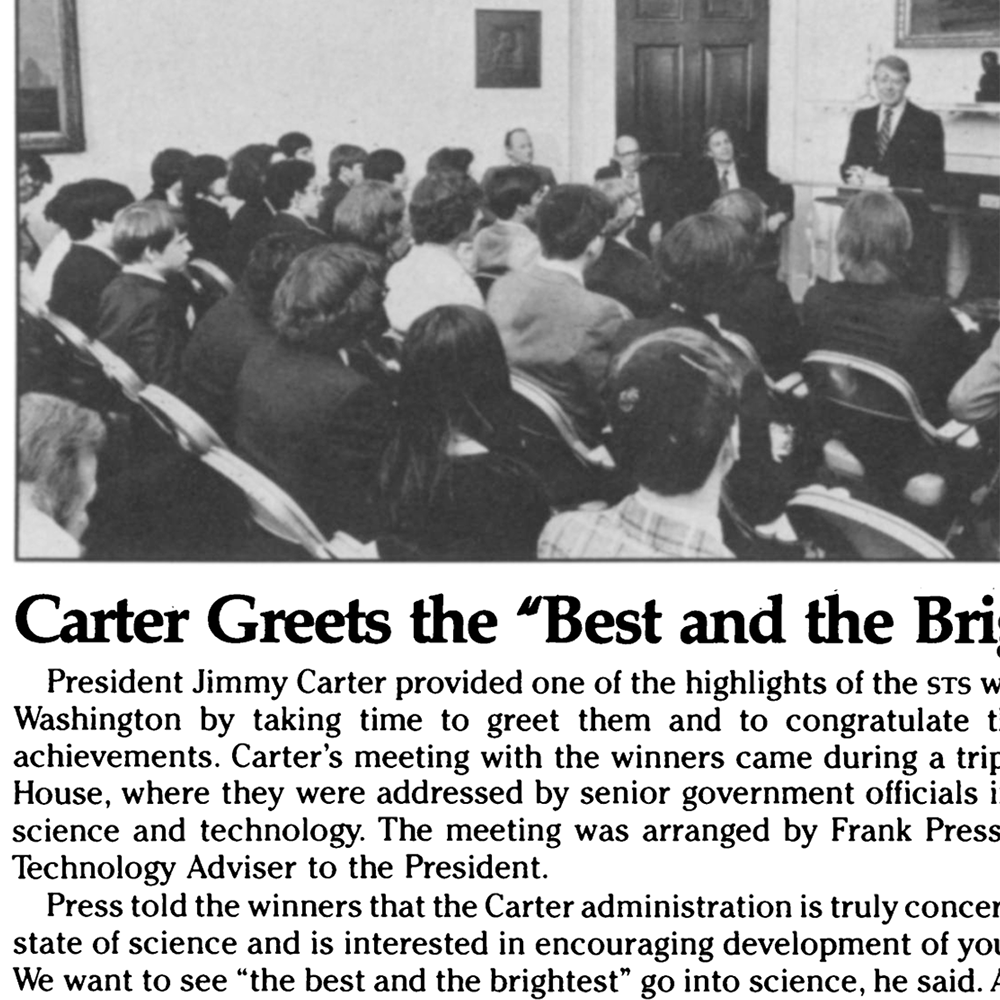 STS Finalists meet President Carter at the White House