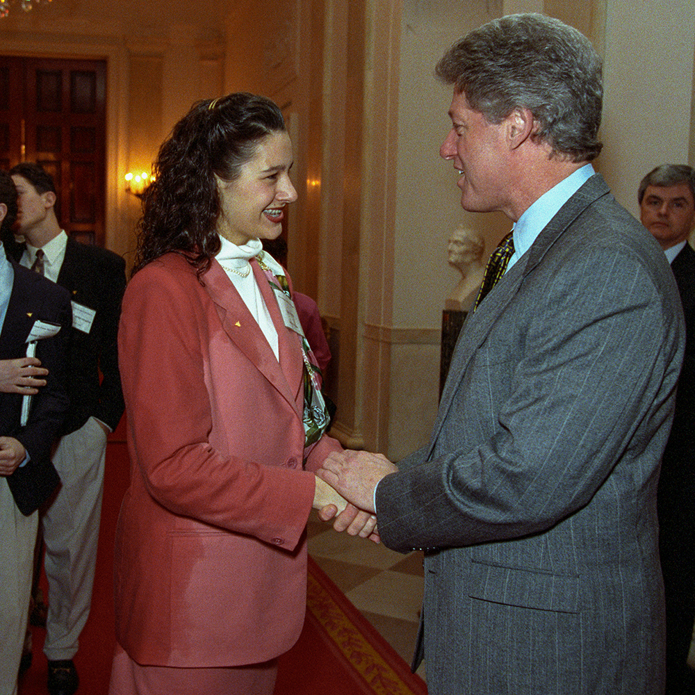 STS finalist Lea Potts meets President Clinton at the White House