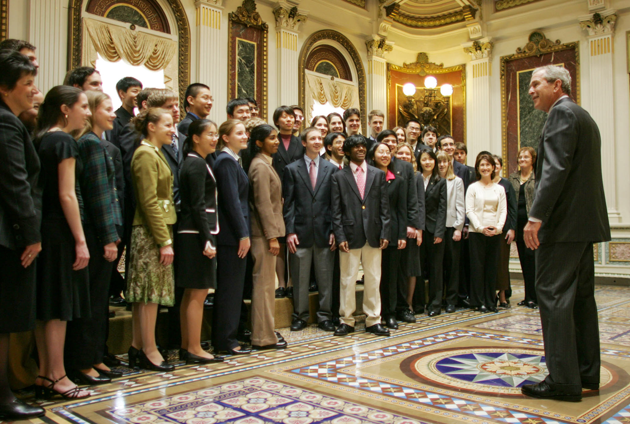 President George W. Bush meets with STS finalists in Washington