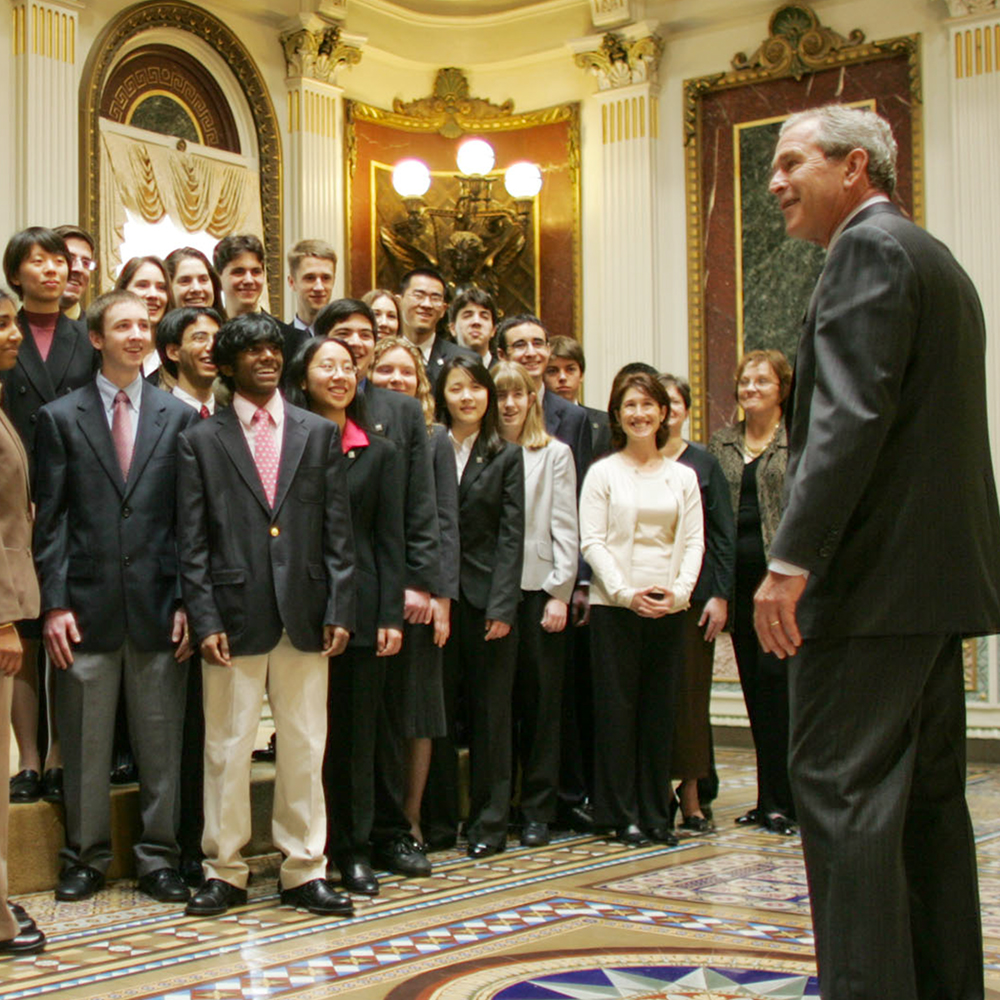 President George W. Bush meets with STS finalists in Washington