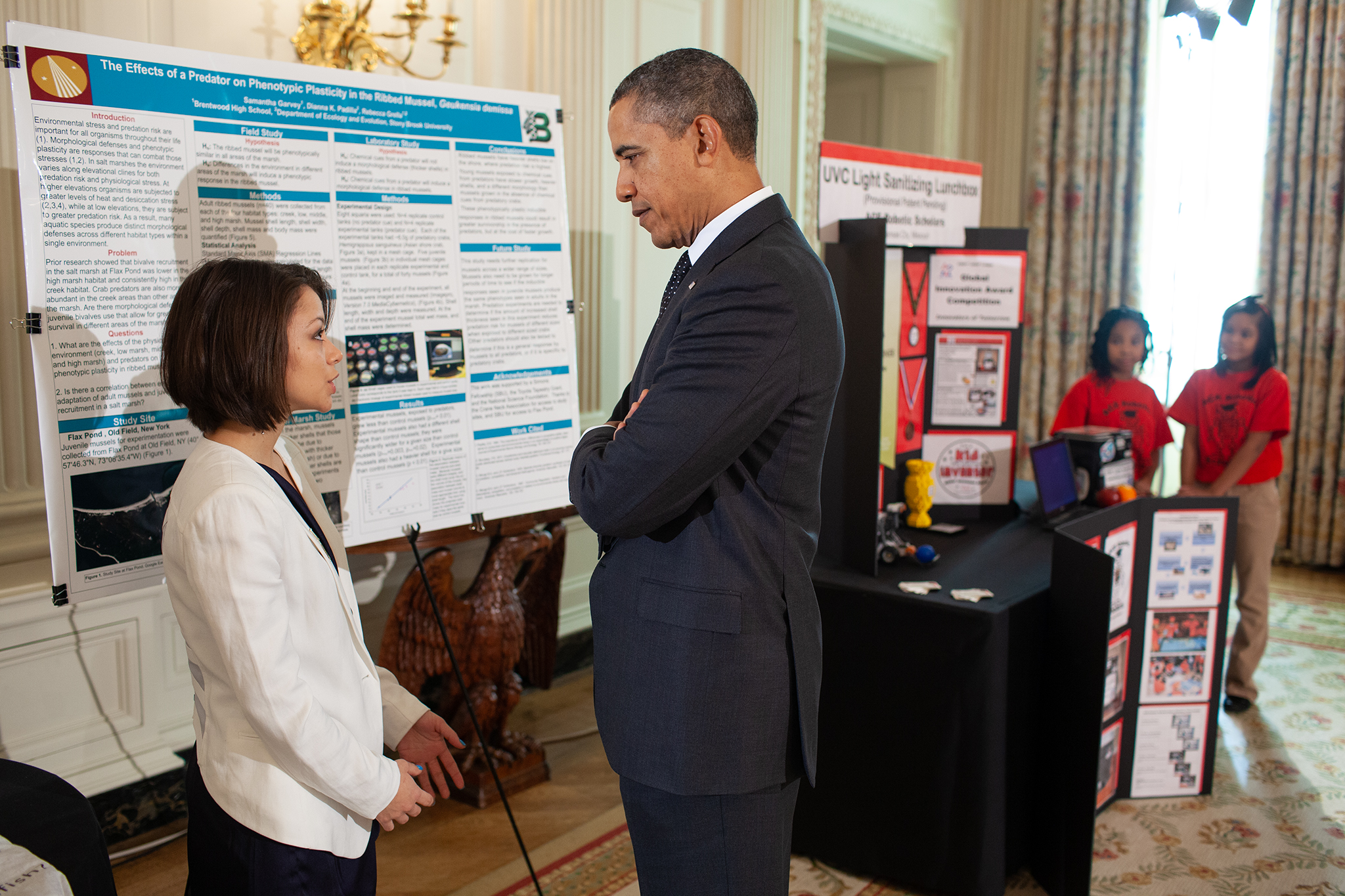Samantha Garvey explains her research to President Obama