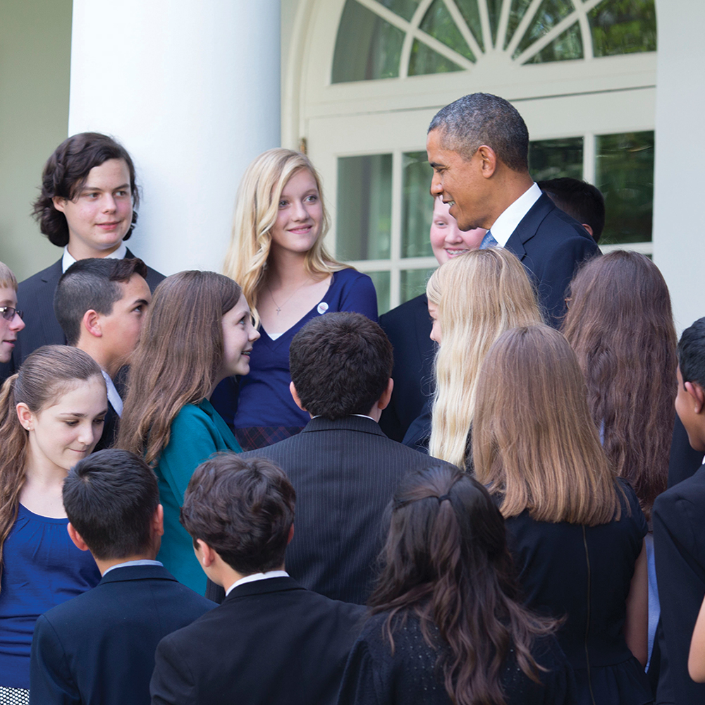 President Obama addresses Broadcom MASTERS finalists outside the White House