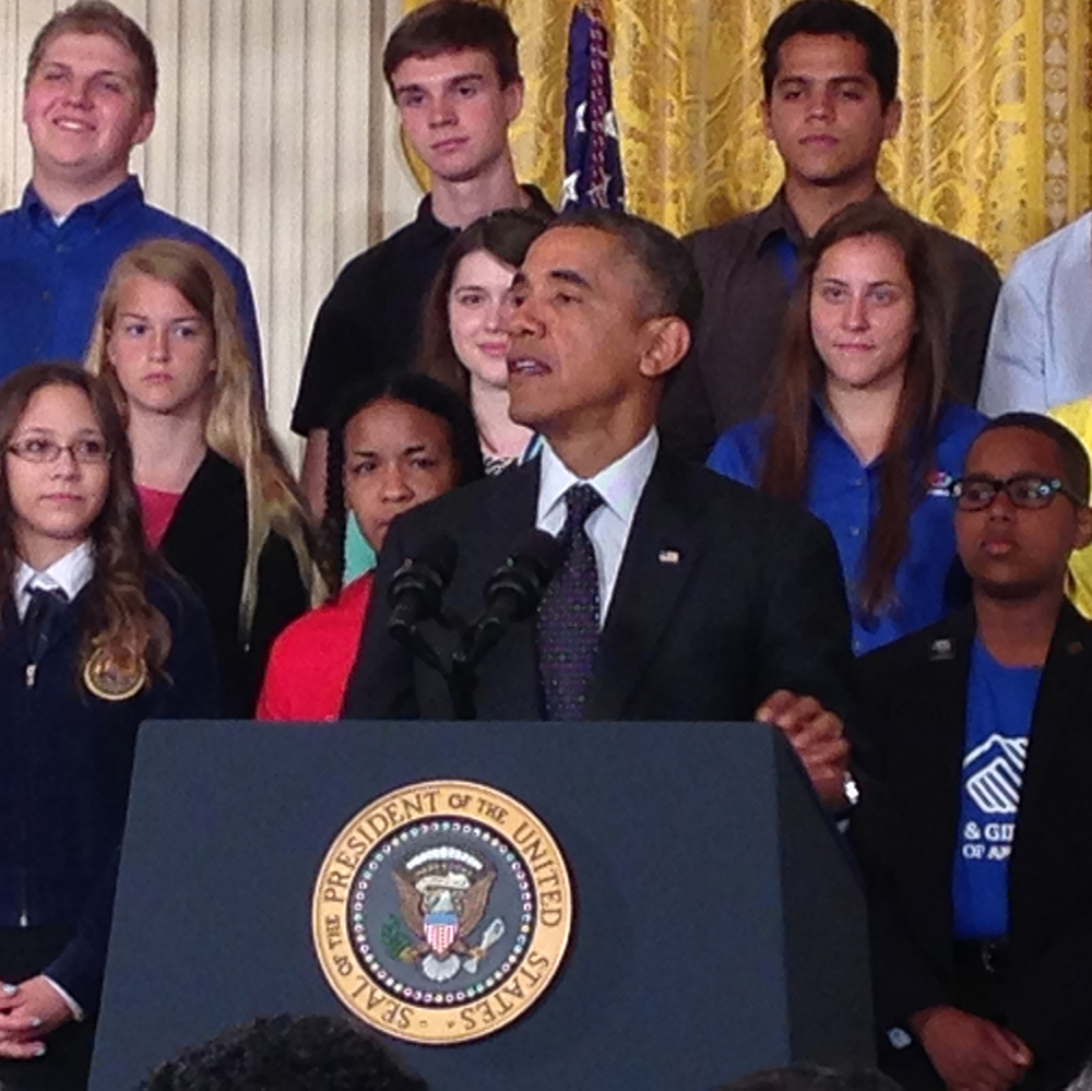 President Obama speaks to Society alumni at the White House Science Fair