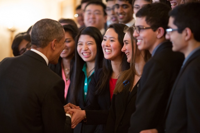 President Obama greets group of STS finalists