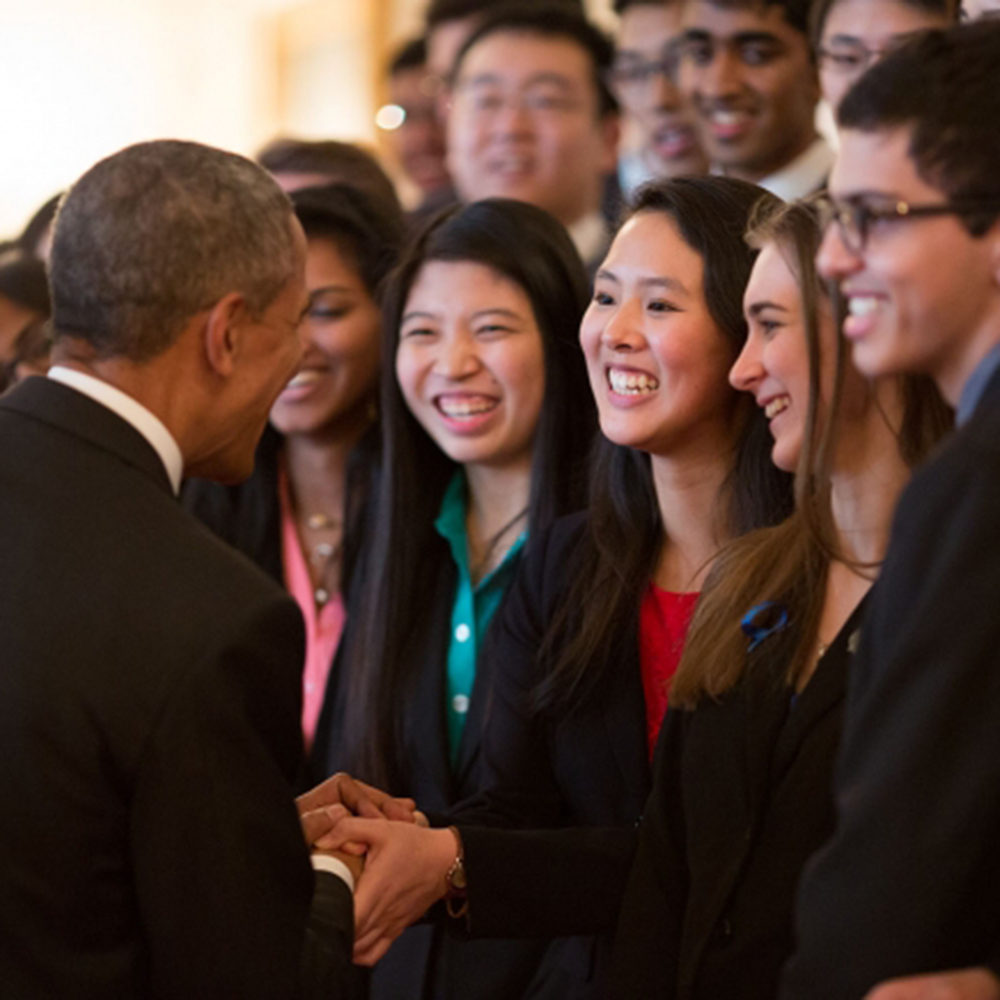 President Obama greets group of STS finalists