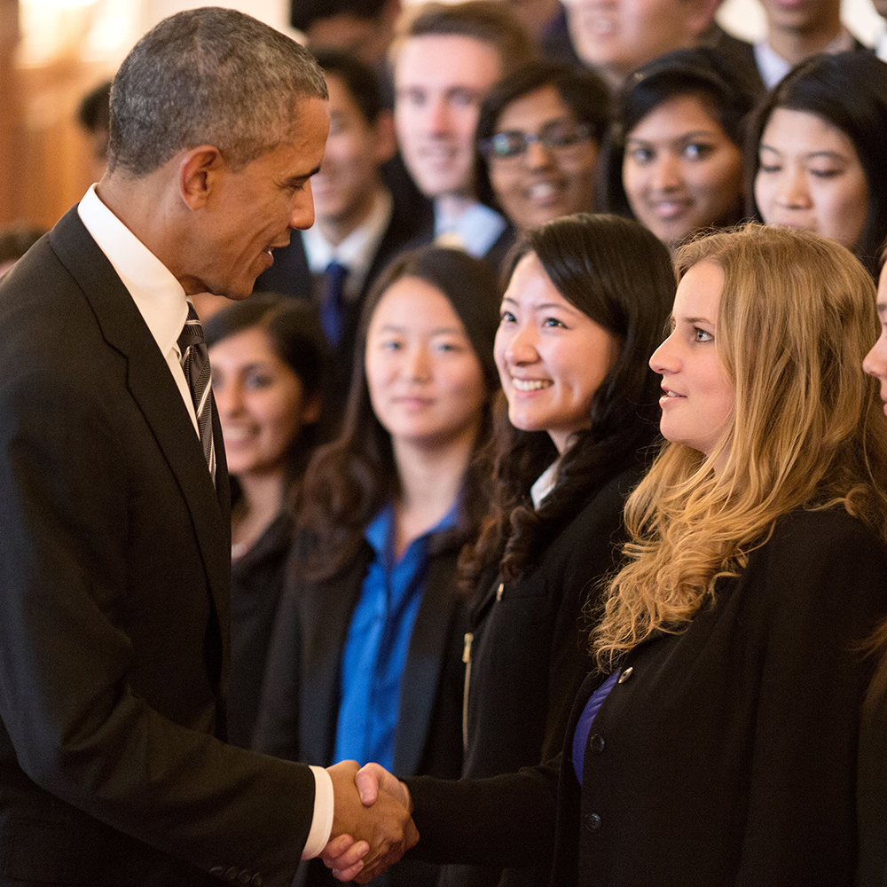 STS finalist Yelena Mandelshtam meets President Obama
