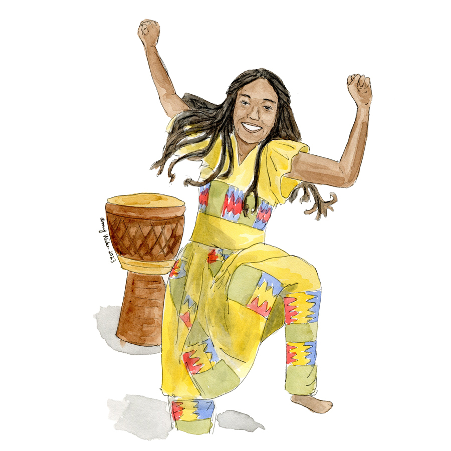 Illustration of 2023 STS finalist Kamisi Adetunji by Amy Wike