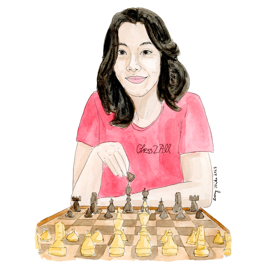 Illustration of 2023 STS finalist Angela Chen by Amy Wike