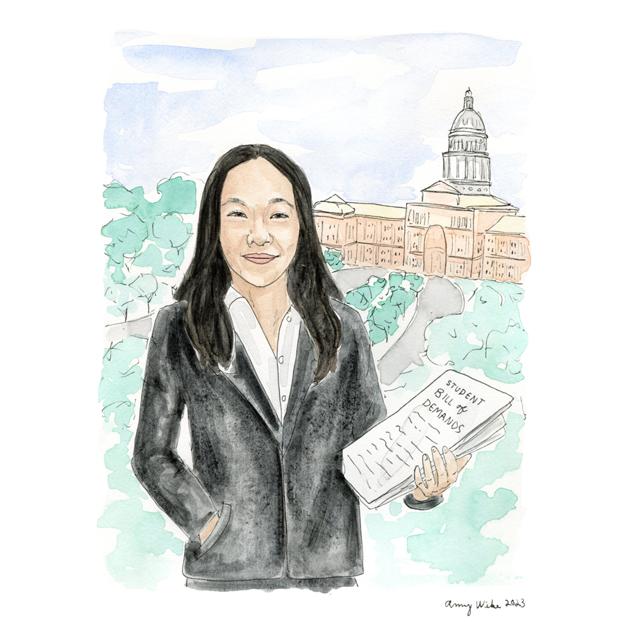 Illustration of 2023 STS Hannah Guan finalist by Amy Wike