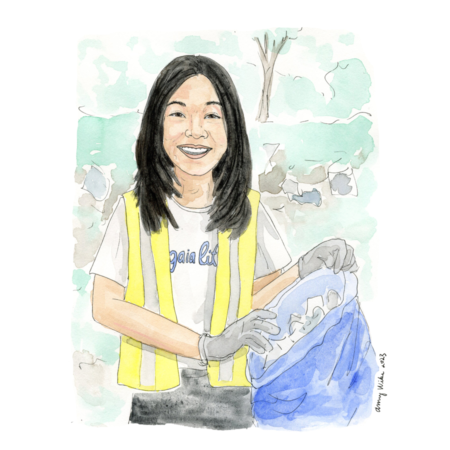 Illustration of 2023 STS finalist Elane Kim by Amy Wike