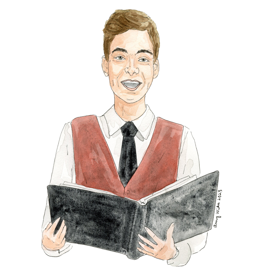 Illustration of 2023 STS finalist Max Misterka by Amy Wike