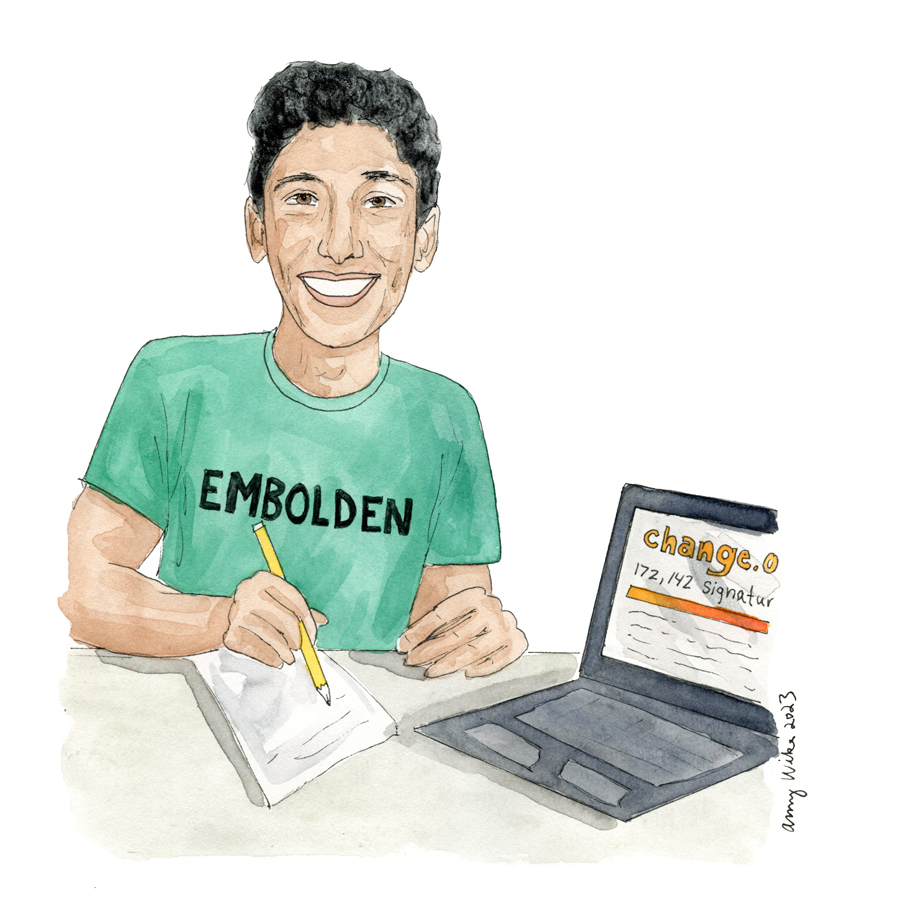 Illustration of 2023 STS finalist Siddhu Pachipala by Amy Wike