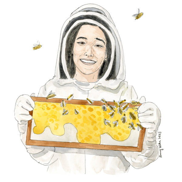 Illustration of 2023 STS finalist Vivian Wu by Amy Wike