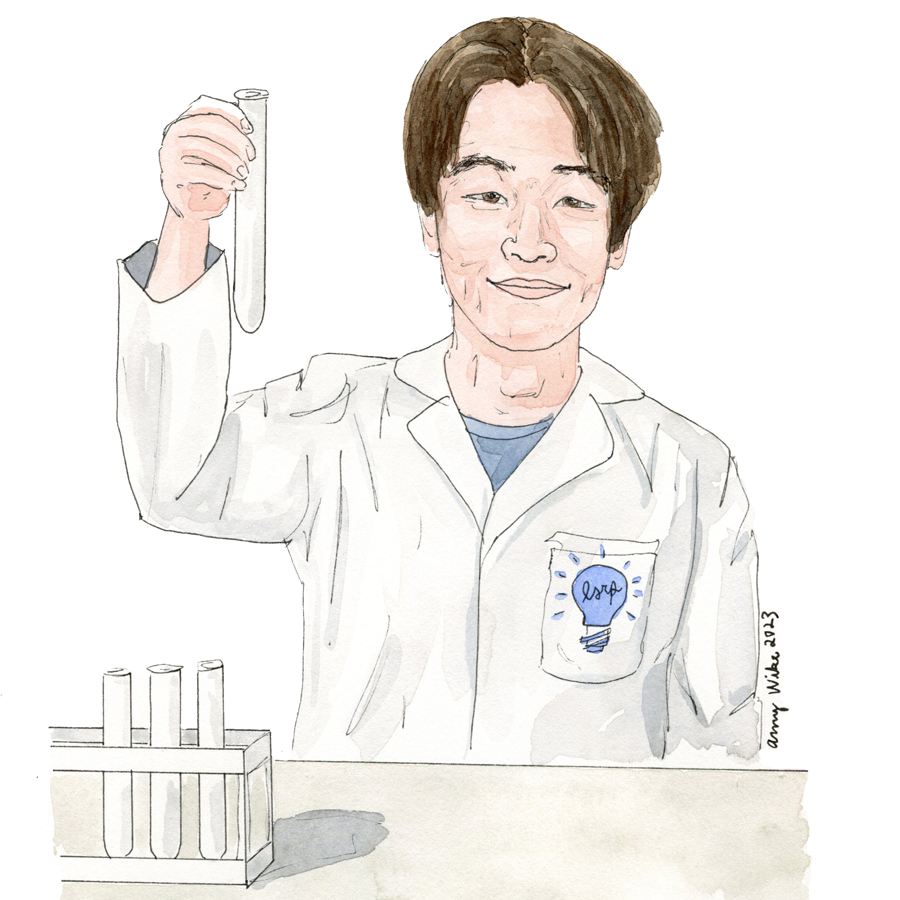 Illustration of 2023 STS finalist Jeffrey Xu by Amy Wike