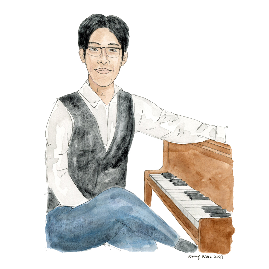 Illustration of 2023 STS finalist Ethan Zhou by Amy Wike