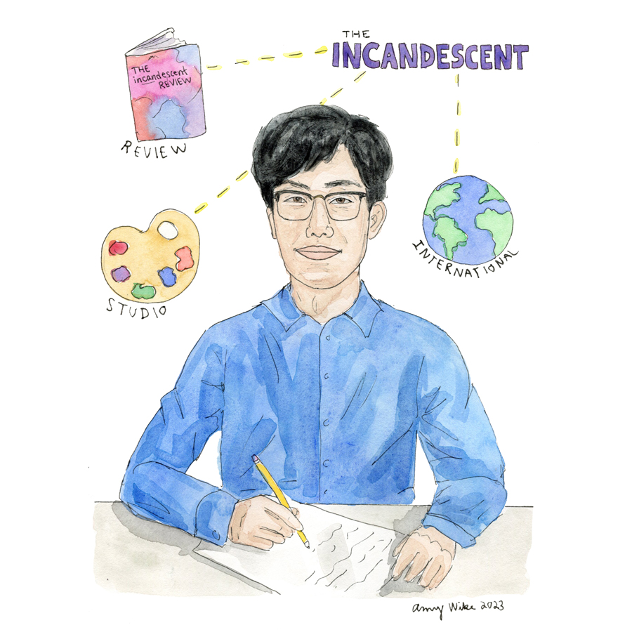 Illustration of 2023 STS finalist Kevin Zhu by Amy Wike