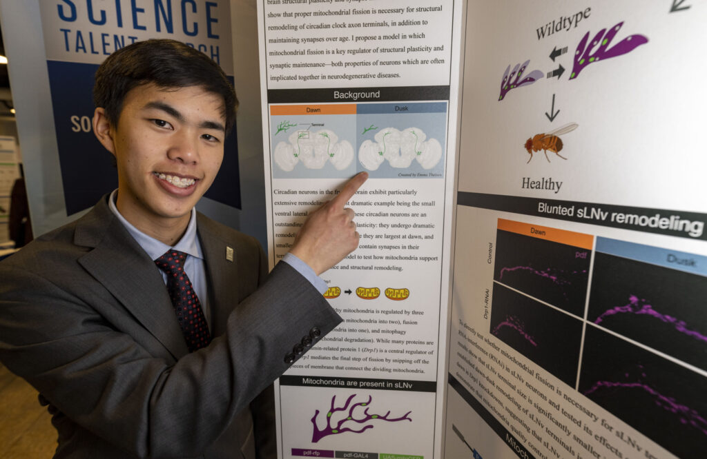 Regeneron STS 2023 finalist Ryan Lee at the public exhibition of projects 