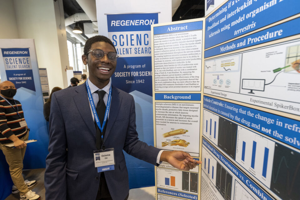 Regeneron STS 2023 Finalist Ozioma Obi at Public Day.