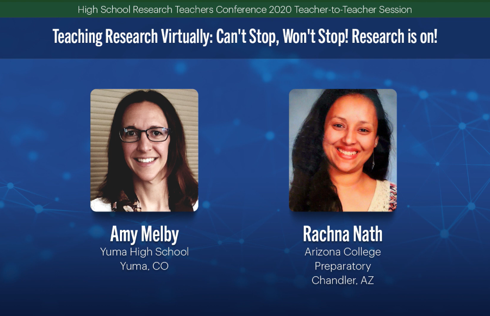 2020 HSRTC session "Teaching Research Virtually: Can't Stop, Won't Stop! Research is on!" by Amy Melby and Rachna Nath.