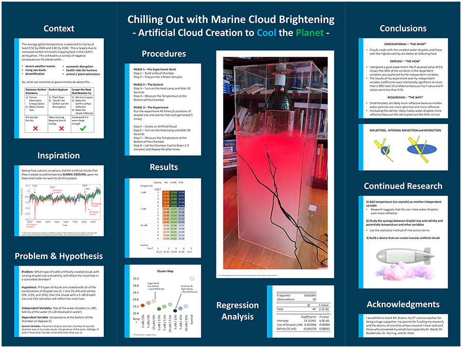 2023 Thermo Fisher Junior Innovators Challenge Finalist Johan Coisman: Chilling Out With Marine Cloud Brightening – Artificial Cloud Creation to Cool the Planet