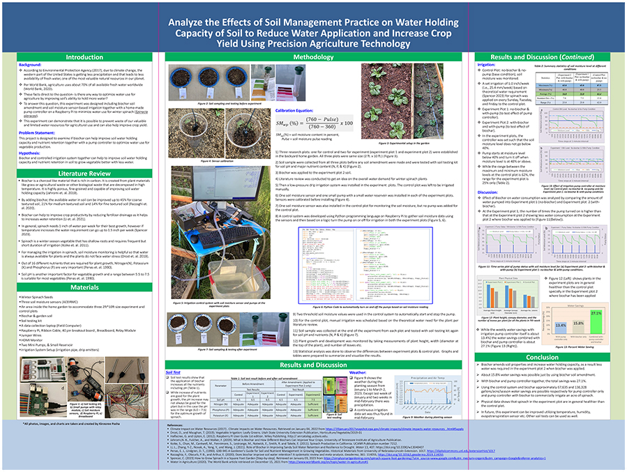 Analyze the Effects of Soil Management Practice on Water Holding Capacity of Soil To Reduce Water Application and Increase Crop Yield Using Precision Agriculture Technology