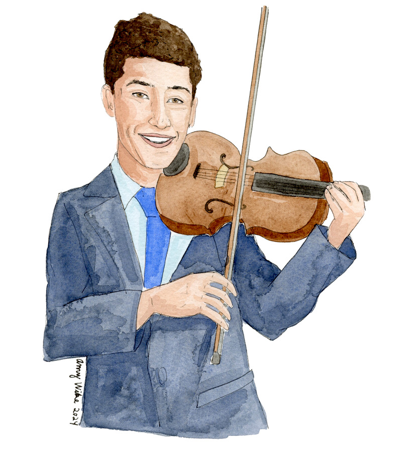 Illustration of 2024 STS finalist Jacob Tyler Gross by Amy Wike