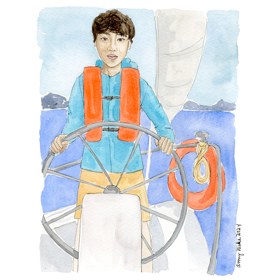 Illustration of 2024 STS finalist Vincent Huang by Amy Wike