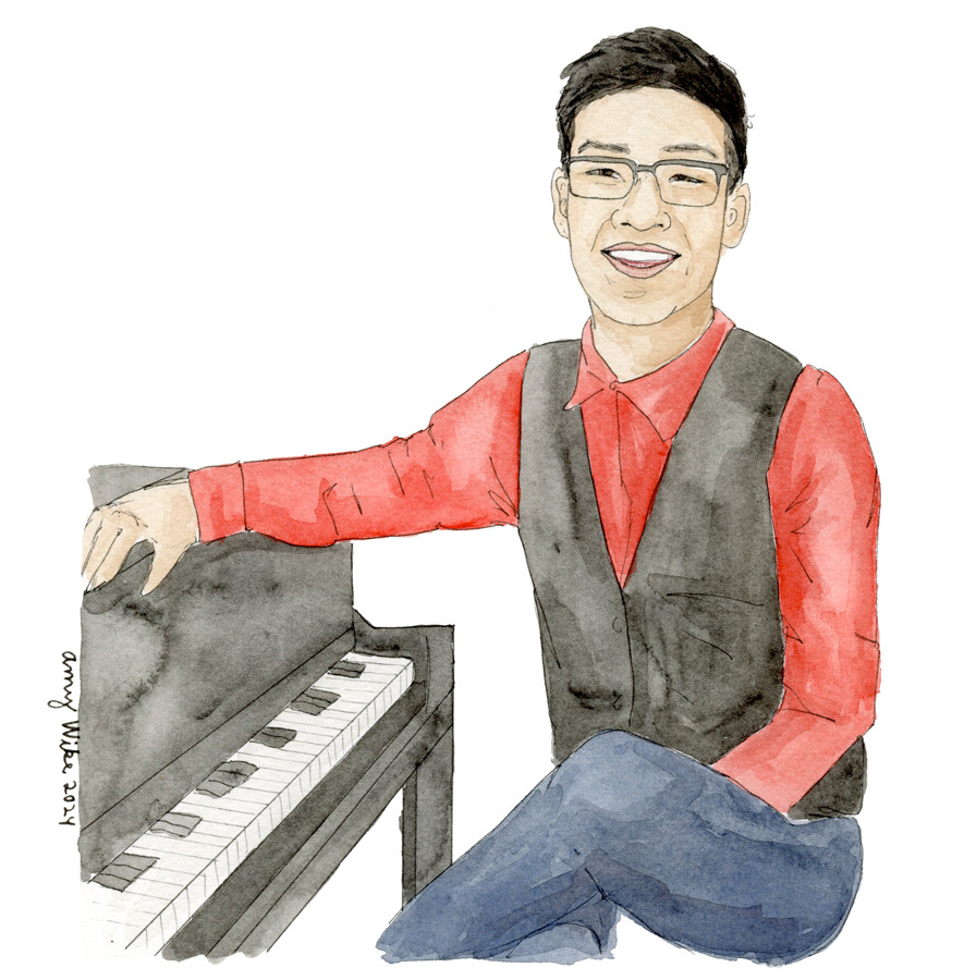 Illustration of 2024 STS finalist Linus Tang by Amy Wike