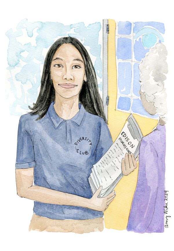 Illustration of 2024 STS finalist Selina Zhang by Amy Wike
