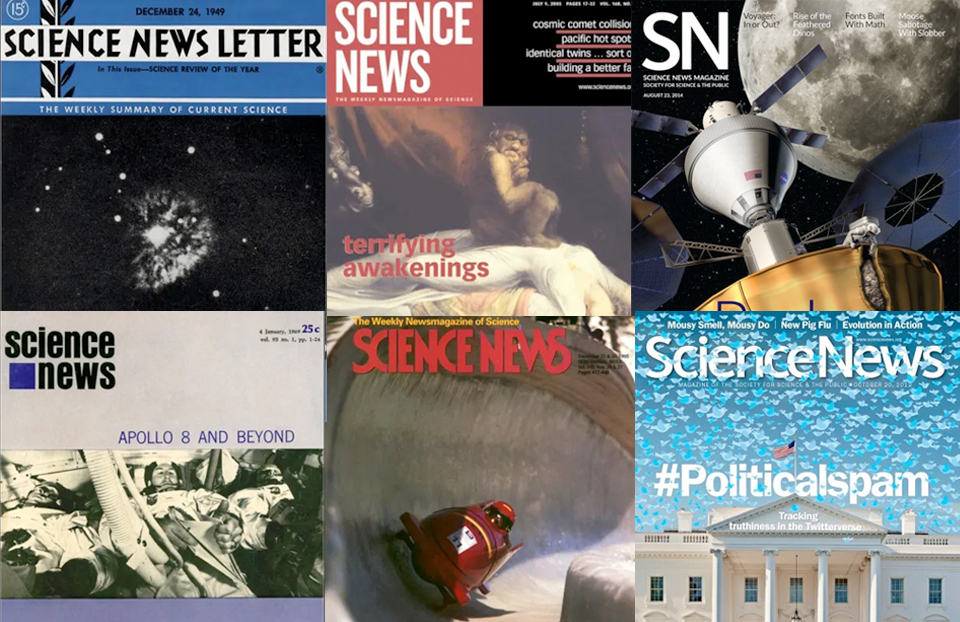 Six issues of Science News through history.