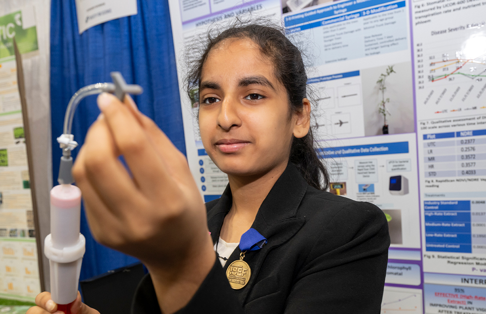 ISEF 2024: Tanishka Balaji Aglave, 15, of Valrico, Florida, received the H. Robert Horvitz Prize for Fundamental Research of $10,000 for her investigation into a natural alternative treatment against citrus greening, a disease that threatens citrus farming in many parts of the world and is currently only treated with antibiotics.