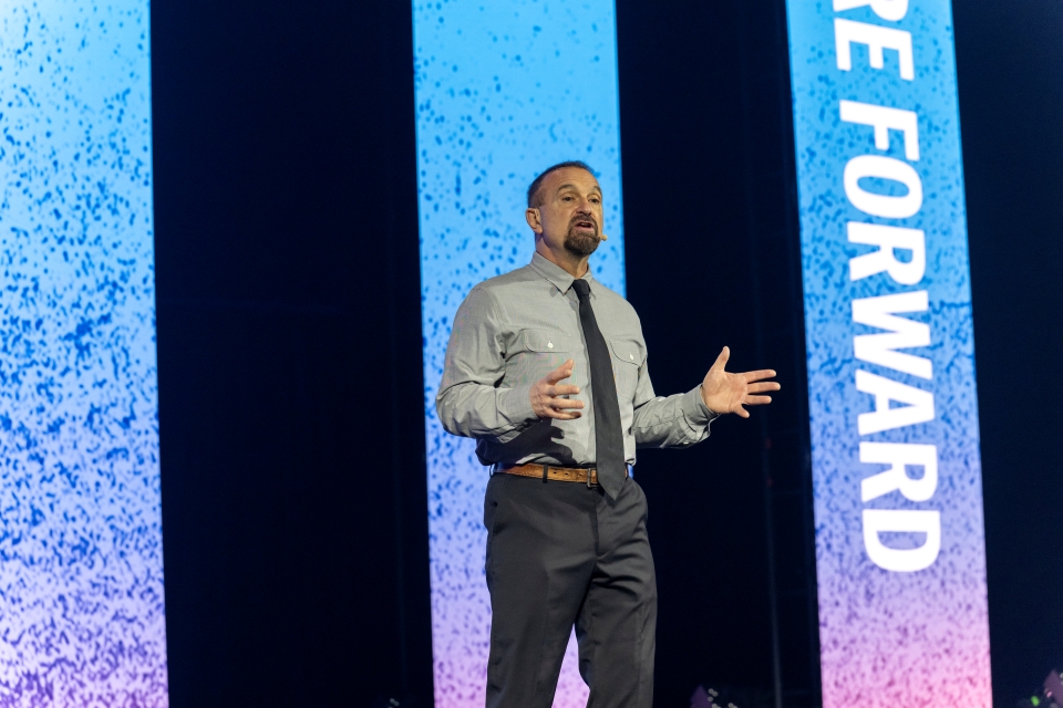 George Yancopoulos on the Regeneron ISEF stage