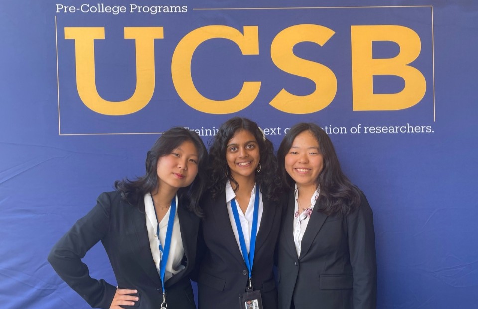 Sophia Hou and two other program participants at UCSB