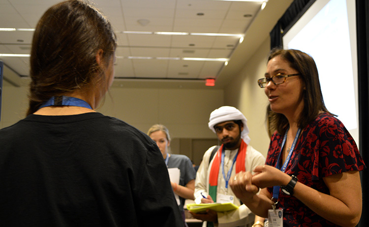 Eva offered tips while finalists described their research. Eva offered tips while finalists described their research.