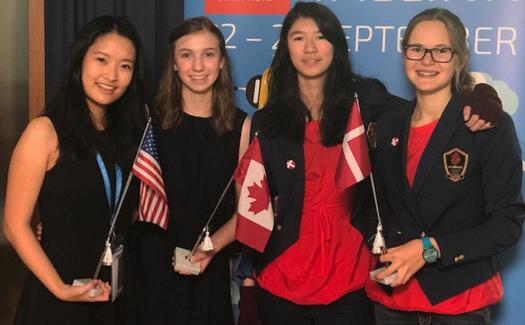 Kendra with new friends from Canada and Denmark.