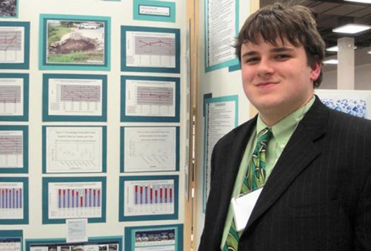 Logan Pallin presenting his research at Intel ISEF 2010.