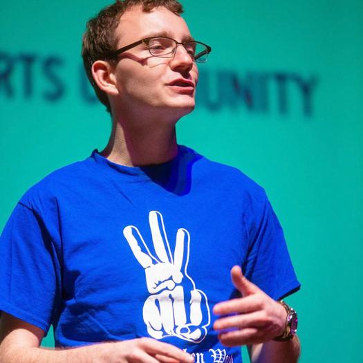 Kevin Cyr performs spoken word poetry about his love of science and math at Vanderbilt University.