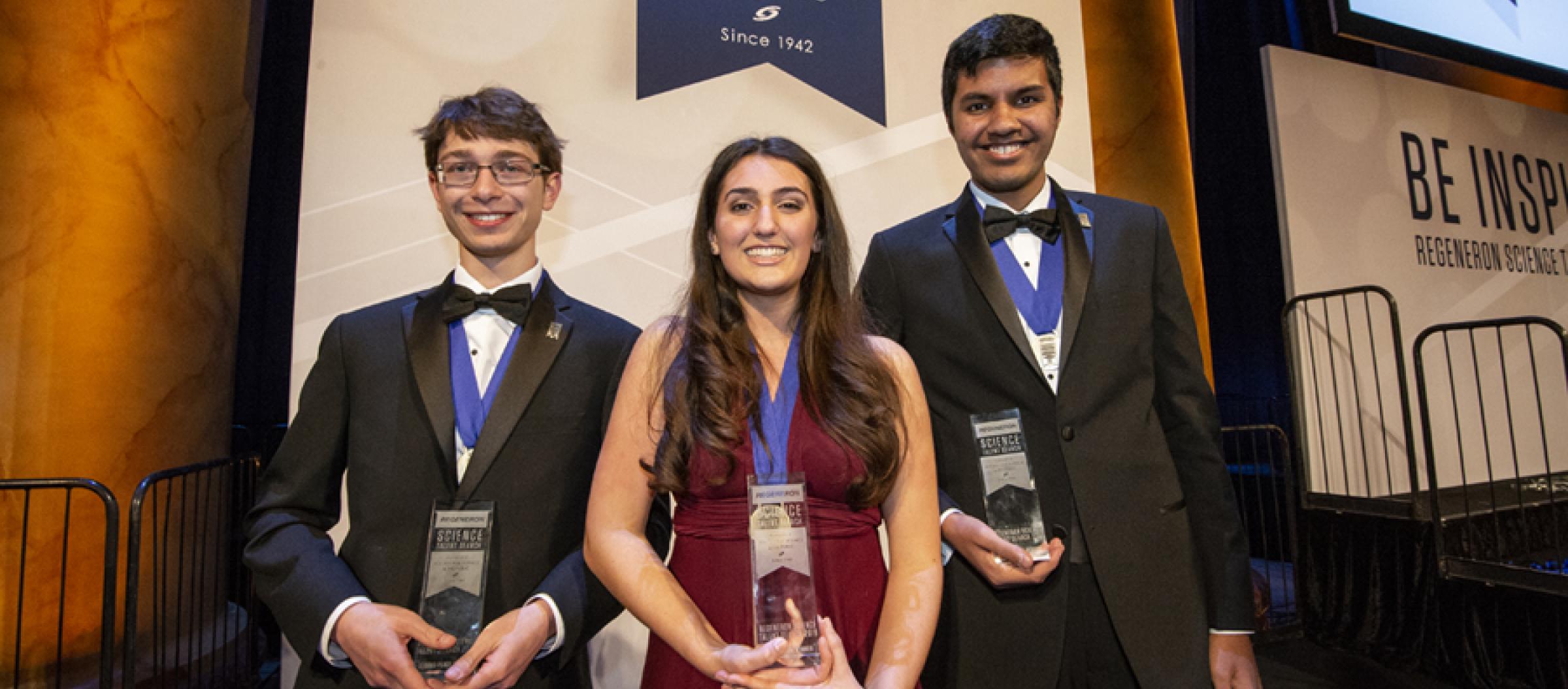 The 2019 Regeneron STS top winners (L-R) Sam Weissman, Ana Humphrey and Adam Ardeishar