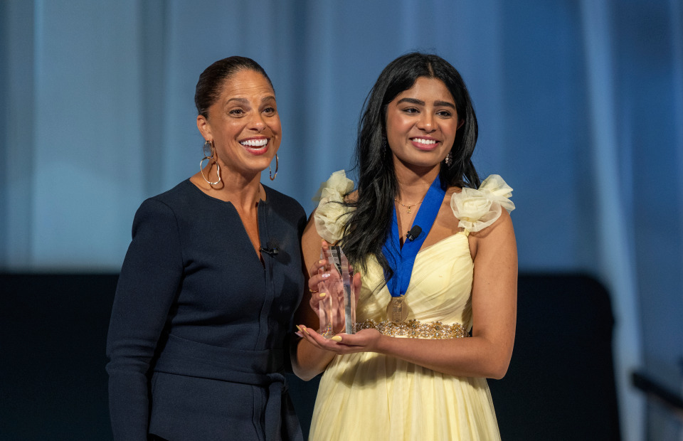 2024 Seaborg Speaker Aditi Avinash with Soledad O'Brien.